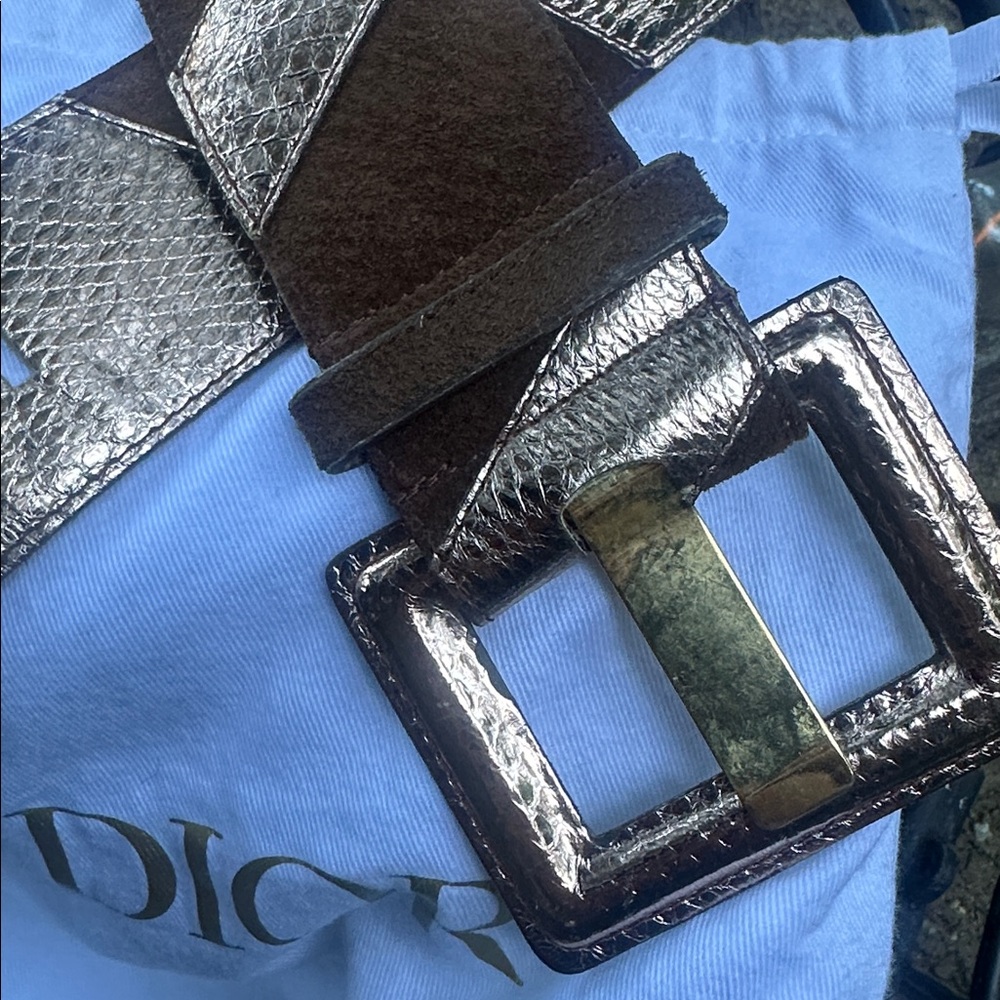 Dior Metallic Silver and Brown Belt - Picture 3 of 6